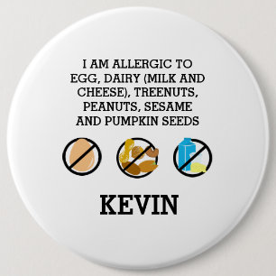Custom Kids Food Allergy Alert Top Allergy Symbole Button