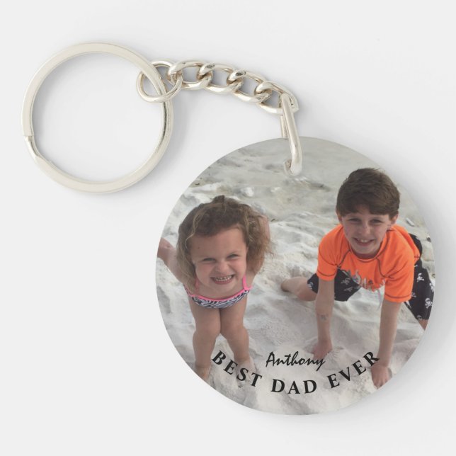 Custom Kids Foto Bester Vater je Personalisiert Schlüsselanhänger (Vorderseite)