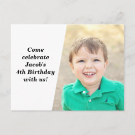 Custom Kids Foto Geburtstagsparty Chic Black Text Einladungspostkarte