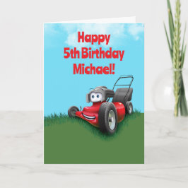 Custom Kid's Lawn Mowing Birthday Karte