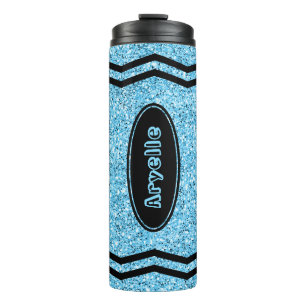 Custom Kids Name Sky Blue Glitzern Crayon Tumbler Thermosbecher