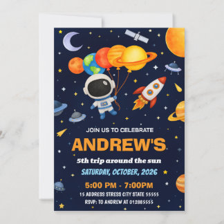 Custom Kids Outer Space Astronaut Geburtstag Einladung