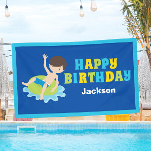 Custom Kids Pool Party Boys Geburtstag Banner