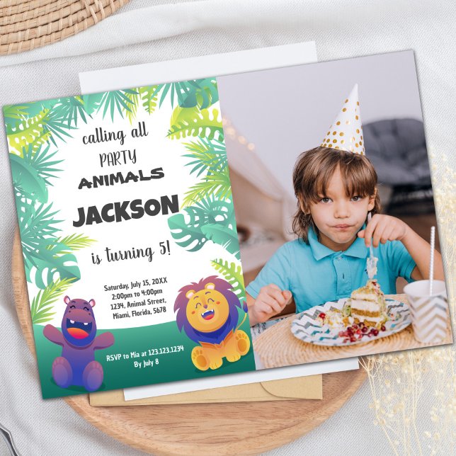 Custom Kids Safari Party laden Einladung (Jungle Birthday Invitations with photo)