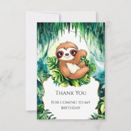 Custom Kids Sloth Birthday Dankeskarte