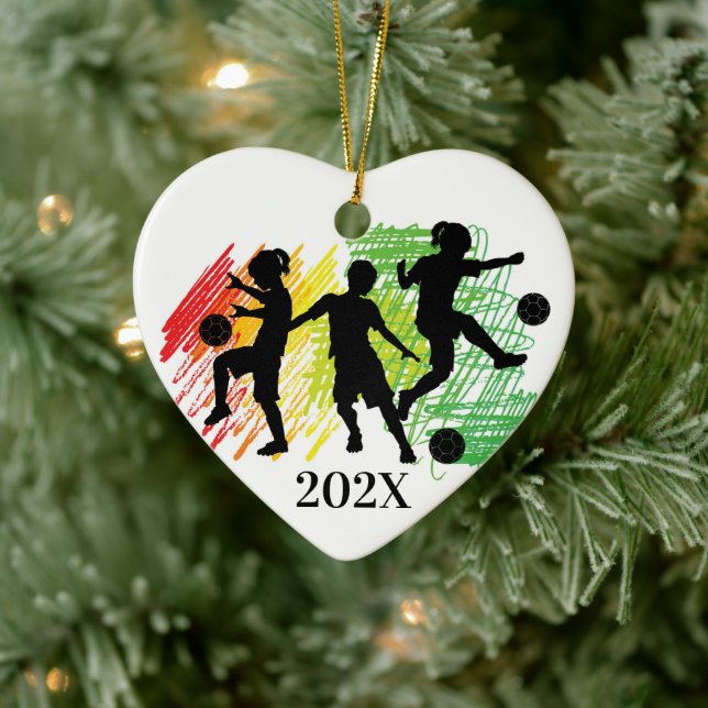Custom Kids Soccer Player Christmas Ceramic Orname Keramik Ornament (Baum)