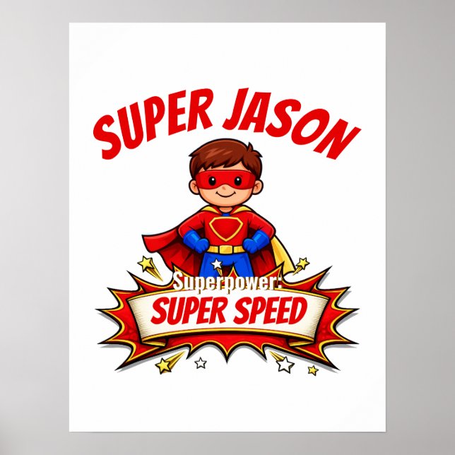 Custom Kids Superhero Name Poster (Vorne)