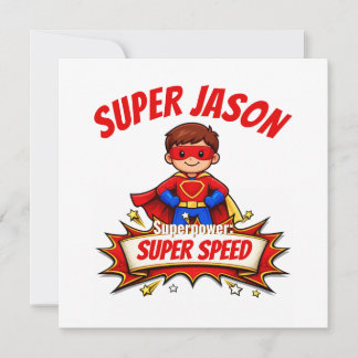 Custom Kids Superhero Name & Superpower Einladung