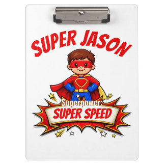 Custom Kids Superhero Name & Superpower Klemmbrett