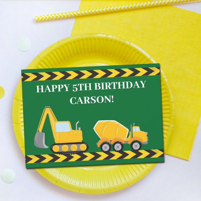 Custom Kids Trucks Green Boys Happy Birthday Card (Von Creator hochgeladen)