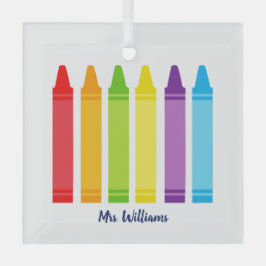 Custom Kindergarten Lehrer Niedlich Crayon Weihnac Ornament Aus Glas