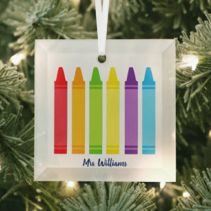 Custom Kindergarten Lehrer Niedlich Crayon Weihnac Ornament Aus Glas