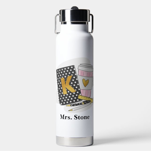 Custom Kindergarten Teacher Black Notebook-Kaffee Trinkflasche (Vorderseite)
