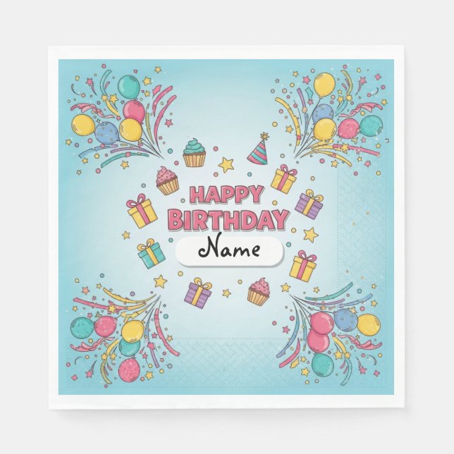 Custom Kindergeburtstag Luncheon Napkins | Party T Serviette (Vorderseite)