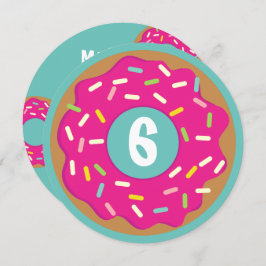 Custom Kind's niedlich runder Rosa donut Geburtsta Einladung