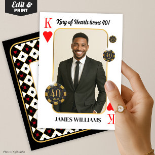 Custom King of Hearts Birthday Invite, Casino Einladung