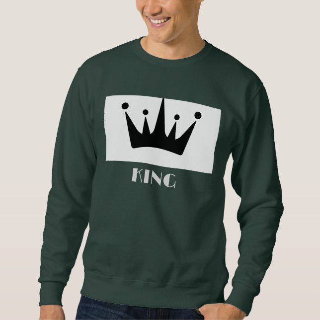 Custom King Text Black Crown Image Deep Forest Sweatshirt (Vorderseite)