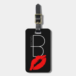 Custom Kiss Lips Black Red Lipstick Brown Monogram Gepäckanhänger