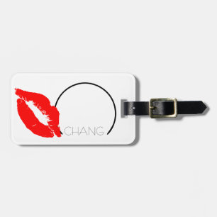 Custom Kiss Lips Black Red Lipstick Chang Monogram Gepäckanhänger