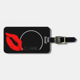 Custom Kiss Lips Black Red Lipstick Clark Monogram Gepäckanhänger