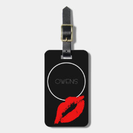 Custom Kiss Lips Black Red Lipstick Owengram Gepäckanhänger