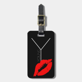 Custom Kiss Lips Black Red Lipstick Young Monogram Gepäckanhänger