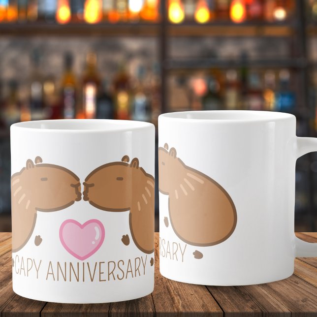 Custom Kissing Capybara Couple Jubiläum Jumbo-Tasse (Kissing capybara for capybara lovers)