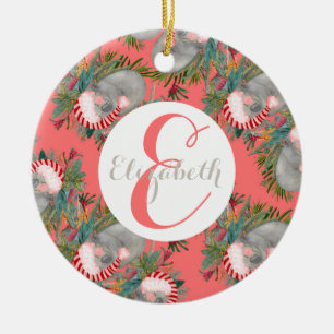 Custom Koala Weihnachts Rosa Keramik Ornament