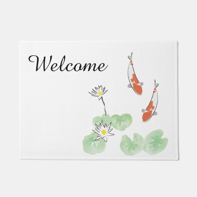 Custom Koi Pond White Fußmatte (Vorderseite)