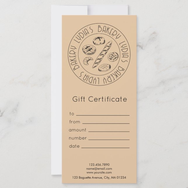 Custom Kraft Bakery Gift Certificate (Vorderseite)