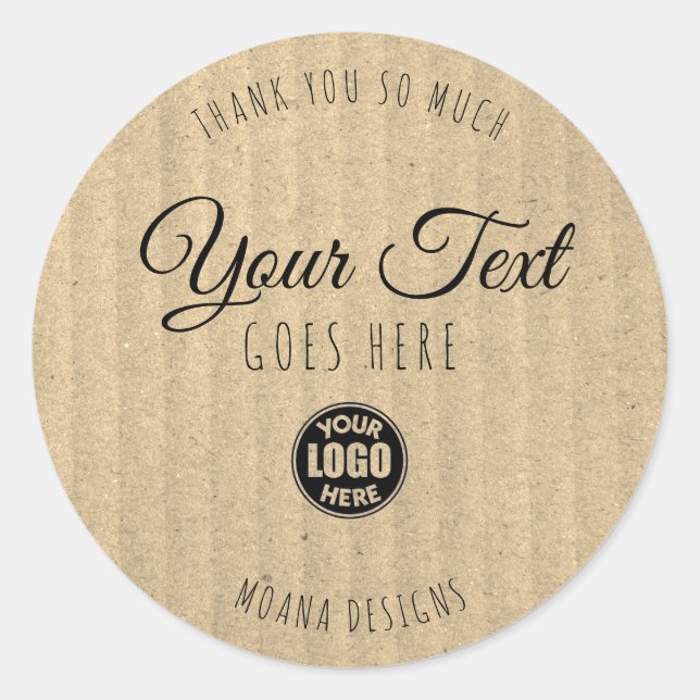 Custom Kraft Label Vintag Simple Trendy Runder Aufkleber (Vorderseite)
