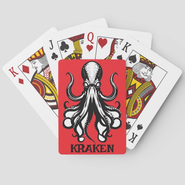 Custom Kraken Octopus Squid Name Personalized Spielkarten (Rückseite)