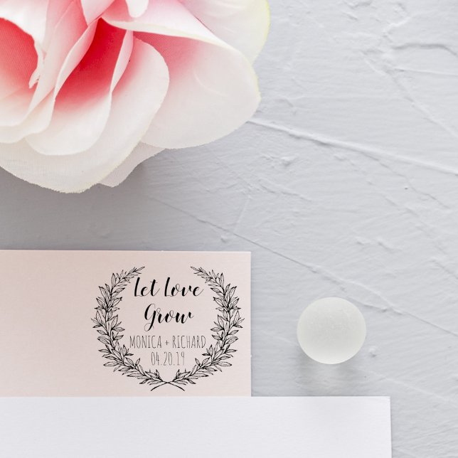Custom Kranz Gelassen Liebe Grow Typografy Wedding Gummistempel (Von Creator hochgeladen)
