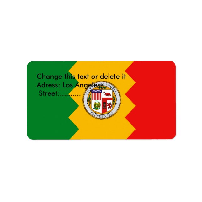 Custom Label mit Flag von Los Angeles, USA. Adressaufkleber (Vorne)