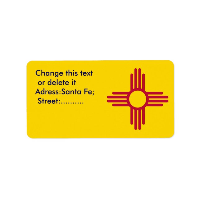 Custom Label mit Flag von New Mexico, USA. Adressaufkleber (Vorne)
