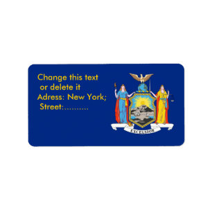 Custom Label mit Flag von New York, USA. Adressaufkleber