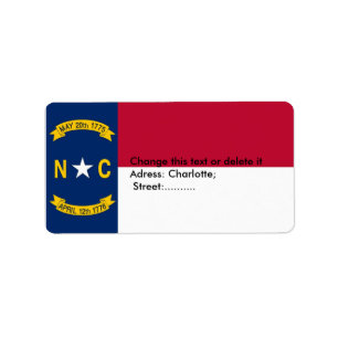 Custom Label mit Flag von North Carolina, USA. Adressaufkleber