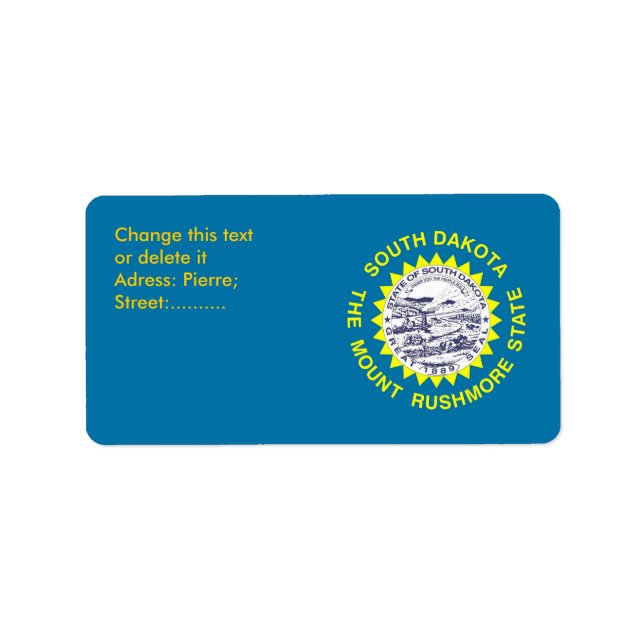 Custom Label mit Flag von South Dakota, USA. Adressaufkleber (Vorne)