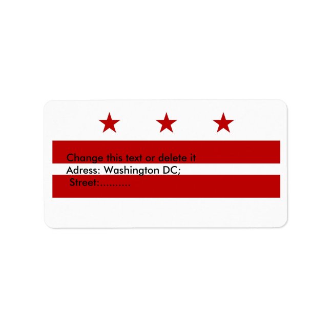 Custom Label mit Flag von Washington DC, USA. Adressaufkleber (Vorne)