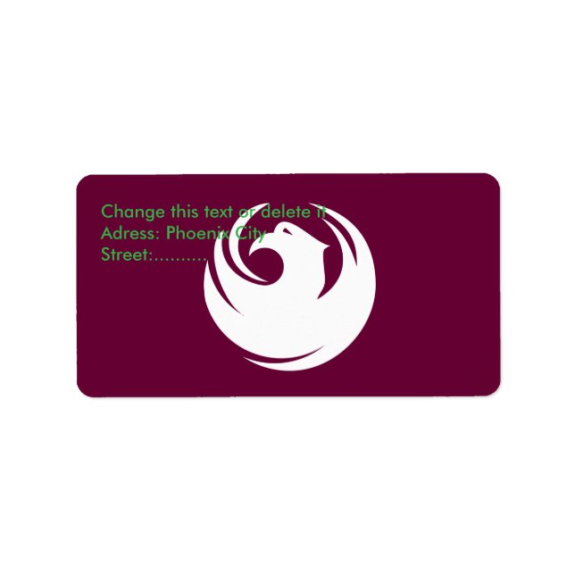 Custom Label with Flag of Phoenix City, Arizona Adressaufkleber (Vorne)