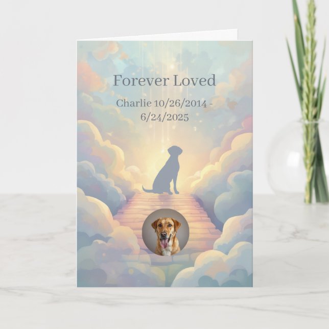 Custom Labrador Retriever Rainbow Bridge Sympathy Karte (Vorderseite)