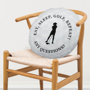 Custom Lady Golfer Silhouette Niedlich Golf Ball B Rundes Kissen