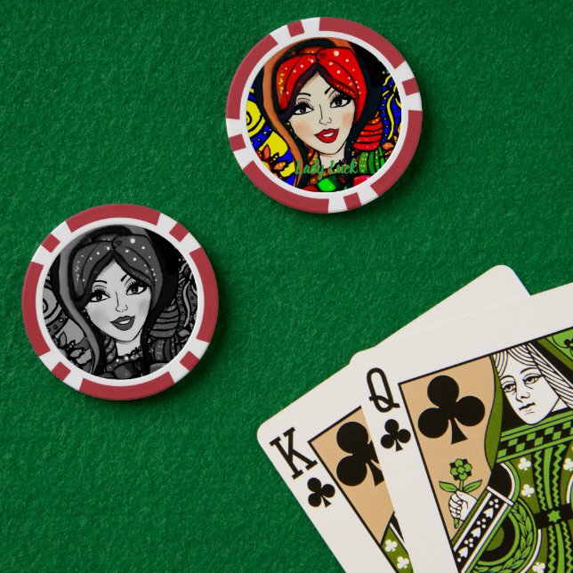 Custom Lady Luck 4 Couple's Game Night  Pokerchips (Pokertisch (doppelt))