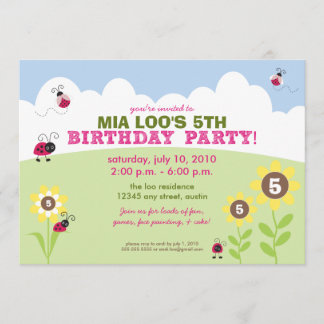 :custom: Ladybug/Sonnenblume Geburtstagsparty Einl Einladung