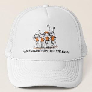 Custom Ladys Golf League ORANGE Hat - Club Name Truckerkappe