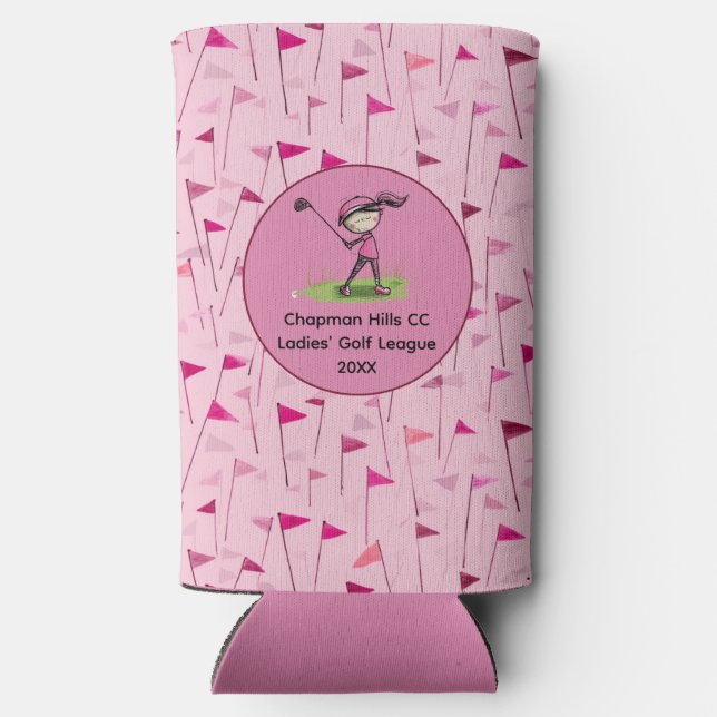 Custom Ladys Golf League Wasserflasche Selters Dosenkühler (Rückseite)