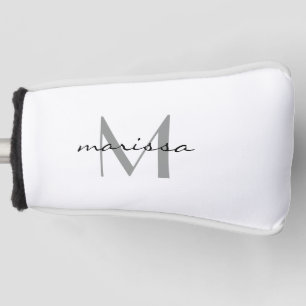 Custom Ladys Grey Name Monogram Putter Cover Golf Headcover