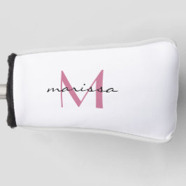 Custom Ladys Pink Name Monogram Putter Cover Golf Headcover