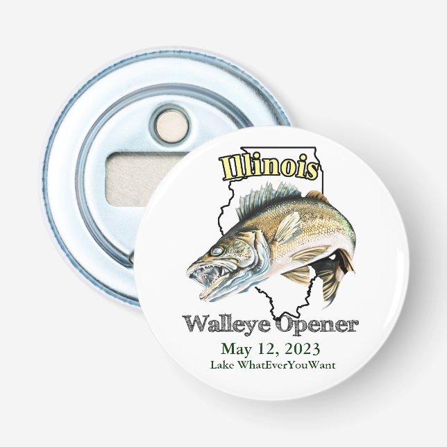 Custom Lake and Date Illinois Walleye Opener Flaschenöffner (Vorderseite)
