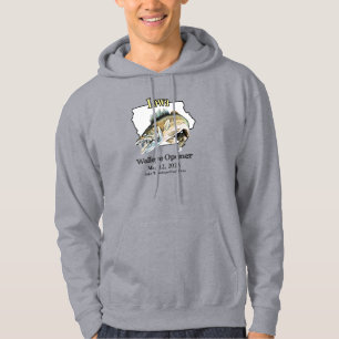 Custom Lake and Date Iowa Walleye Opener Light Hoodie